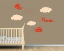 Airplane Customized Name Wall Decals Baby Nursery Name Wall Stickers